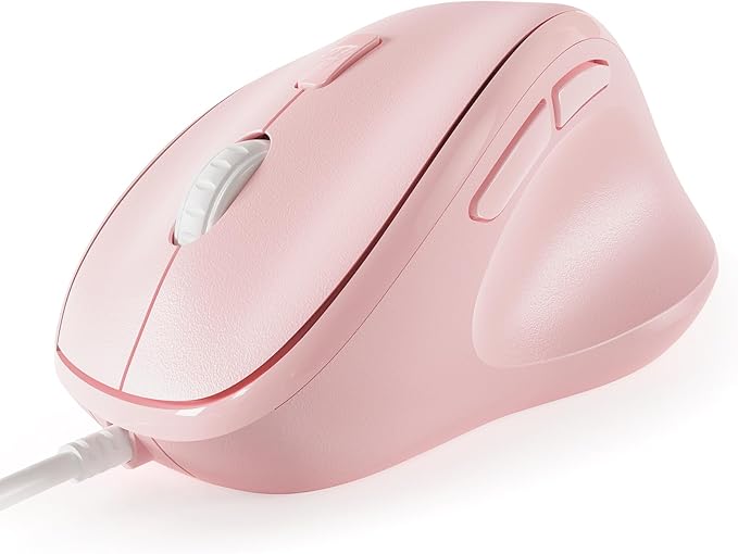 Micropack Ergonomic Mouse Wired for Laptop, PC Computer and Desktop, Ergo Mouse Vertical with Silent Clicks, Up to 3200 DPI Adjustable Mouse Sensitivity, Pink