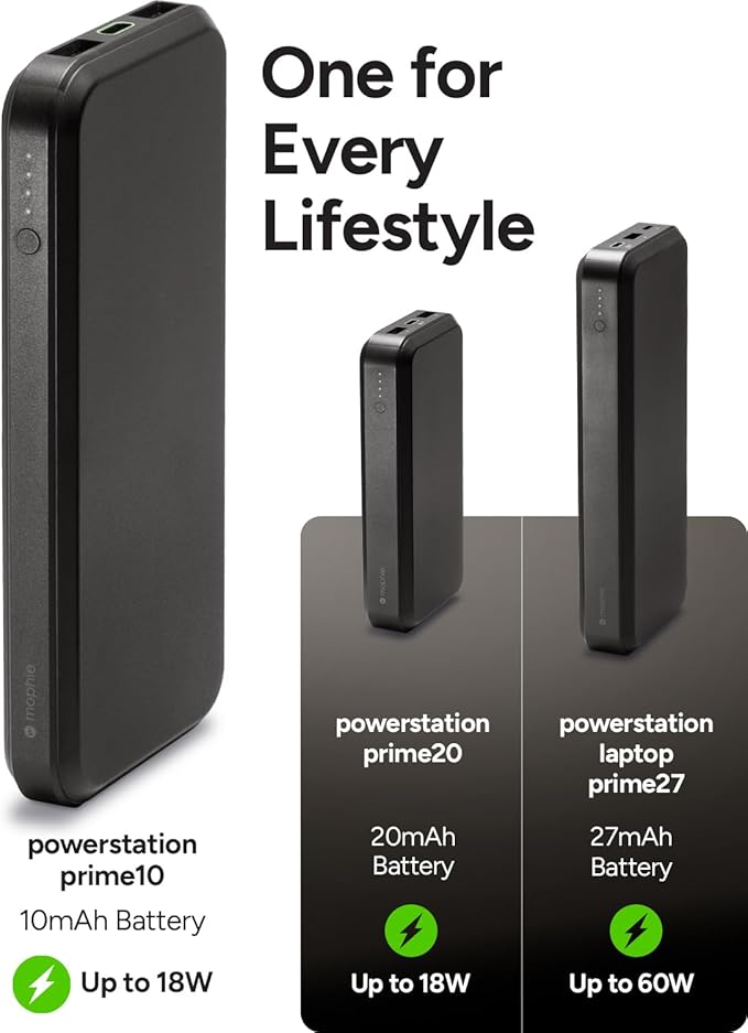 Mophie Powerstation Core 10,000mAh Power Bank | Best Value Capacity | 18W, Multi-Device