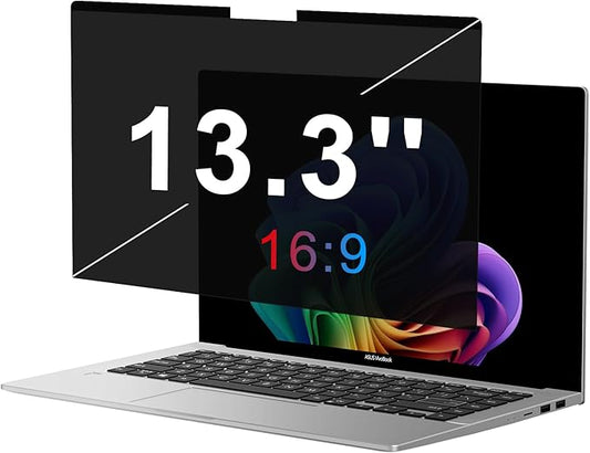 OMOTON Magnetic Laptop Privacy Screen 13.3 Inch 16:9, Anti-Spy Filter, Matte Anti Glare Blue Light Protector, Easy Install & Remove