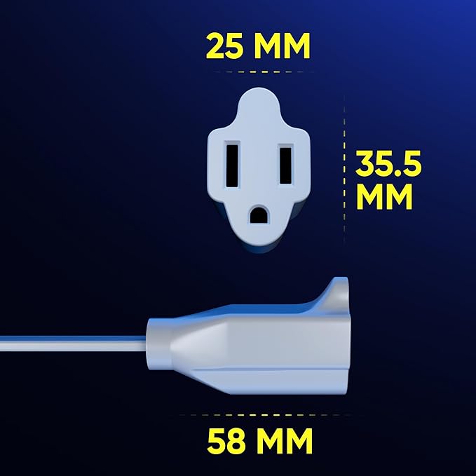 Maximm 360 Rotating Flat Plug Extension Cord 30 feet with Slim Space-Saving Plug Design, Low Profile (White)