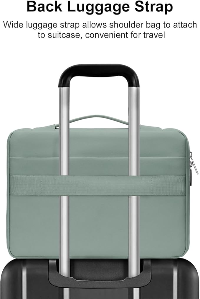 MOSISO 360 Protective Laptop Case 14 inch, Laptop Sleeve Compatible with HP Lenovo Dell ASUS Acer, HP Stream, Dell Latitude, Lenovo IdeaPad,Side Open Bag with 2 Raised&1 Flapover Pockets,Antique Green