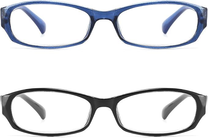 Reading Glasses Womens Men Blue Light Blocking - 2 Pairs Ladies Computer Readers +1.25 Lightweight Quality Colorful Eyeglass