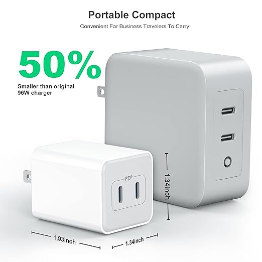 USB C 20W Wall Charger, 2 Pack Dual Port 40W PD 3.0 Type C Fast Charging Block, Durable Portable Charger for iPhone 11/12/13/14/15/16/17Pro Max, iPad Pro, AirPods 4, for Apple Watch 10, Samsung Galaxy