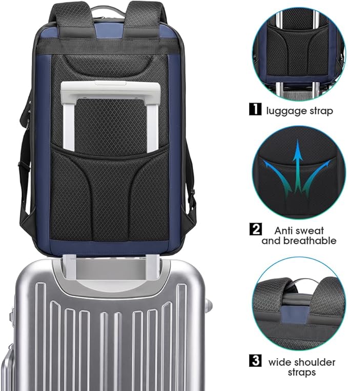 BANGE Anti Theft Business Backpack Fits 15.6 Inch Laptop,Lock Backpack with USB3.0 Charging Port for Office Work,Slim Laptop Backpack for Men and Women