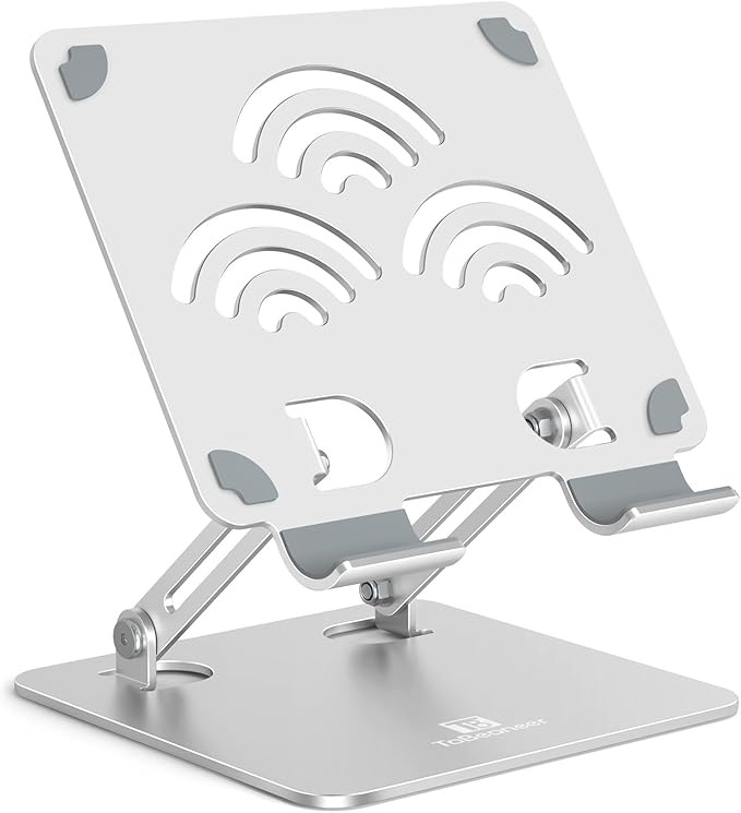 Tablet Stand, Adjustable Tablet Holder for Desk, Premium Aluminum Portable Holder for iPads, Kindle, Switch, and Smartphones, Fits 4-12" Devices Silver, Pro Size