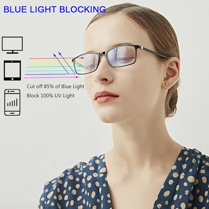 Professional Reading Glasses for Men/Women, Blue Light Blocking Computer Readers with Spring Hinges for Glare and UV Protection