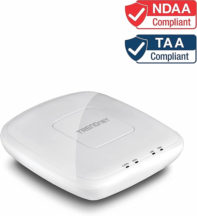 TRENDnet AC1750 Dual Band PoE Access Point, 1300Mbps WiFi AC+450 Mbps WiFi N, WDS Bridge, WDS Station, Repeater Modes, Band Steering, WiFi Traffic Shaping, IPv6, White, TEW-825DAP