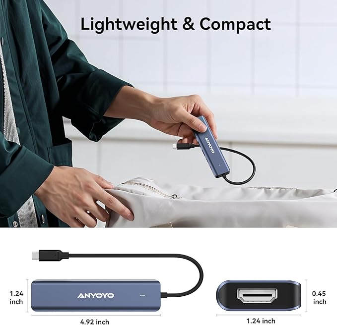 ANYOYO Docking Station,6-in-1 USB C Multiport Adapter with 4K HDMI, 4*USB 5Gbps(3A+1C),100W PD Aluminum USB Hub for MacBook Pro/Air, Other Laptops and Devices （USB-C Does not Support Video Output）