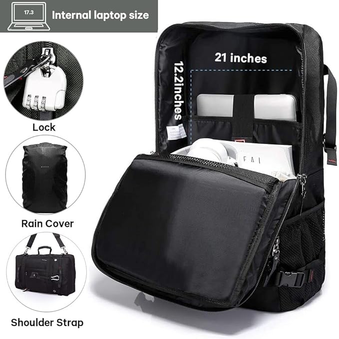 KAKA Travel Backpack, Carry On Backpack Durable Convertible Duffle Bag Fit for 15.6 Inch Laptop for Men and Women(Medium 35L)