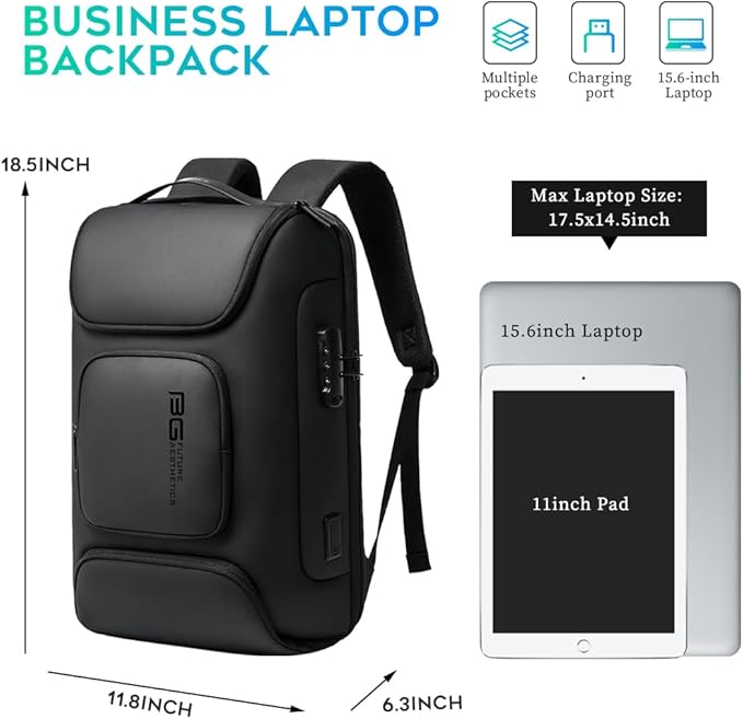 BANGE Business Backpack,Laptop Backpack with USB Charging Port, Slim Business Backpacks Fit for 15.6 INCH,Men Traveling Backpackfor Men and Women