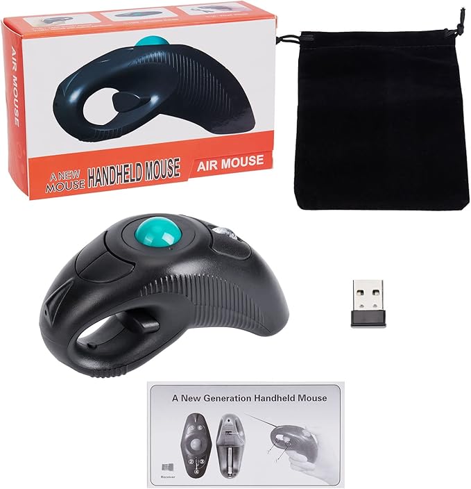 welspo Wireless USB Handheld Finger Trackball Mouse with Laser Pointer