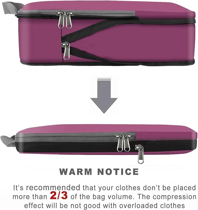 BAGAIL 4 Set/6 Set/8 Set Compression Packing Cubes Travel Accessories Expandable Packing Organizers (Cloth Pattern, 4-Burgundy)