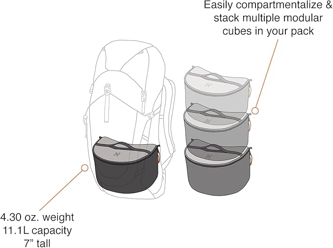 Hillsound PackStack Pro Storage Cubes, Waterproof Packing Cubes for Backpacking & Camping Space-Saving Modular Backpack Organizers (TALL Fits 60L)