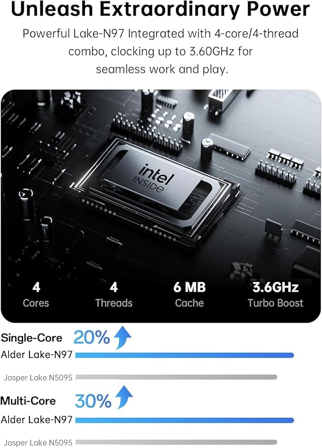 17.3-inch Laptop, 2025 Laptop Computer, 16GB RAM 512GB NVMe SSD, Intel N97 Processor(Up to 3.6GHz), Windows 11 Pro, 1080 FHD Display for Business & Students, Webcam, 6000Mah Battery, Wi-Fi