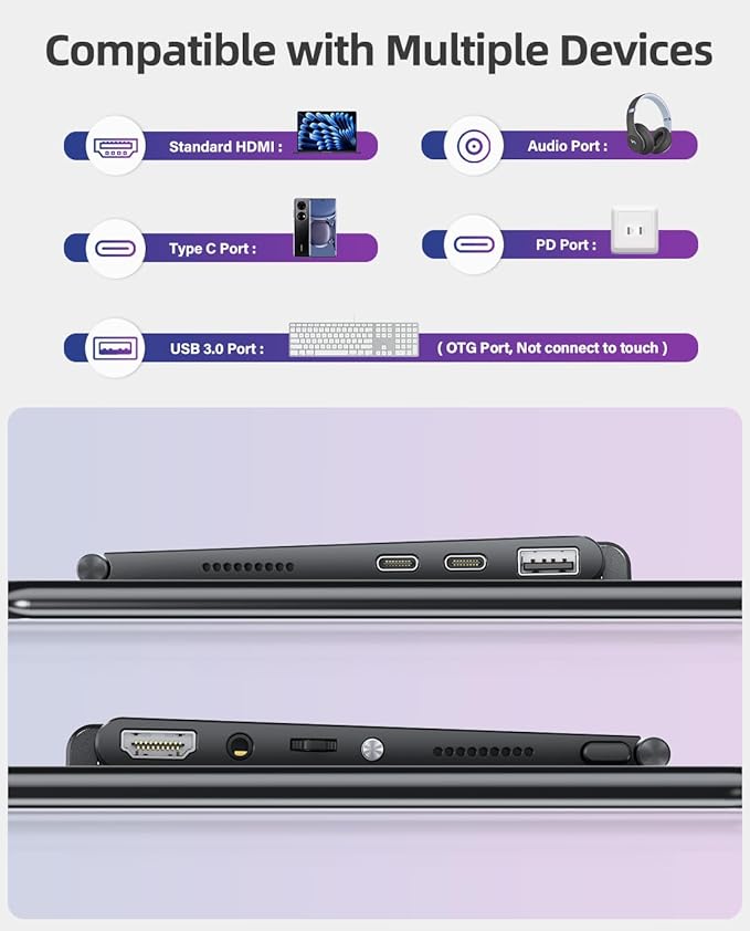 UPERFECT Y Portable Monitor Freestanding Touchscreen, 15.6''FHD 1080P IPS Screen with Adjust Kickstand, 2000:1 Contrast Ratio, 100% sRGB w/Standard HDMI/USB 3.0/Type C, Built-in Speaker/Ambient Light