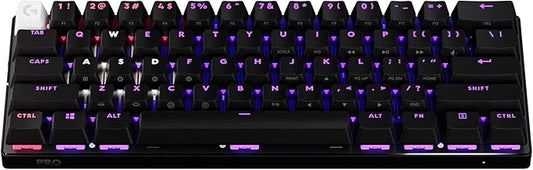 Logitech G PRO X 60 Lightspeed Wireless Gaming Keyboard, Ultra Compact TKL 60% Mechanical Keyboard for Windows PC, LIGHTSYNC RGB, Dual-Shot PBT Keycaps, GX Optical Linear Switches - Black