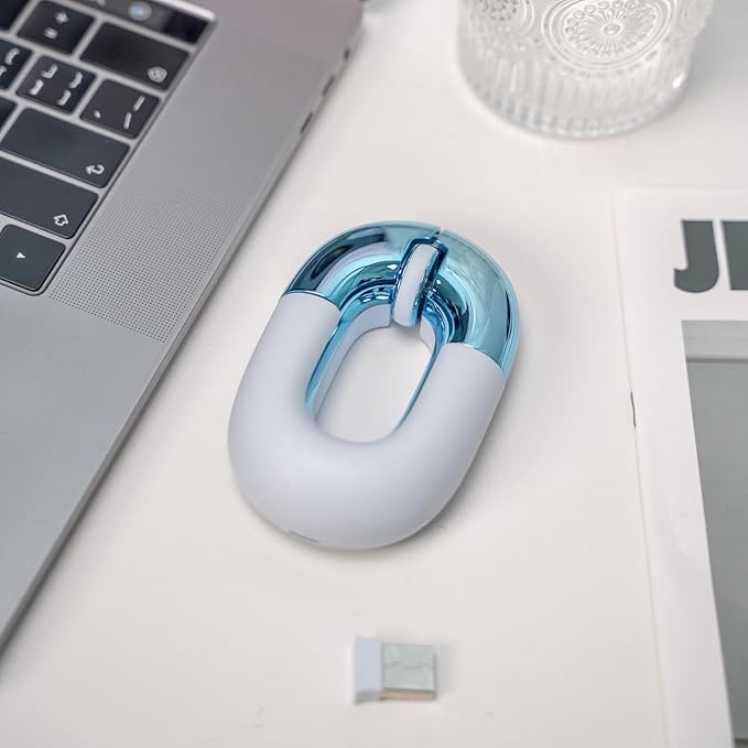 Travel Mouse Dual Mode Wireless Charging Mouse,Macaron Color Scheme Sweet Donut Bluetooth Computer Mice,Silent and Lightweight,1200 DPI Optical Tracking,Compatible with PC, Mac,Laptop(Blue)