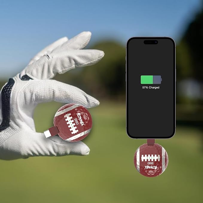 2000mAh Creative Golf Ball Power Bank, Emergency Mini Power Portable Charger USB-C, Compatible with iPhone15,16，17，15 Plus,15 Pro Max, Gift for Golf Lover Men Women (Rugby Golf Power Bank)