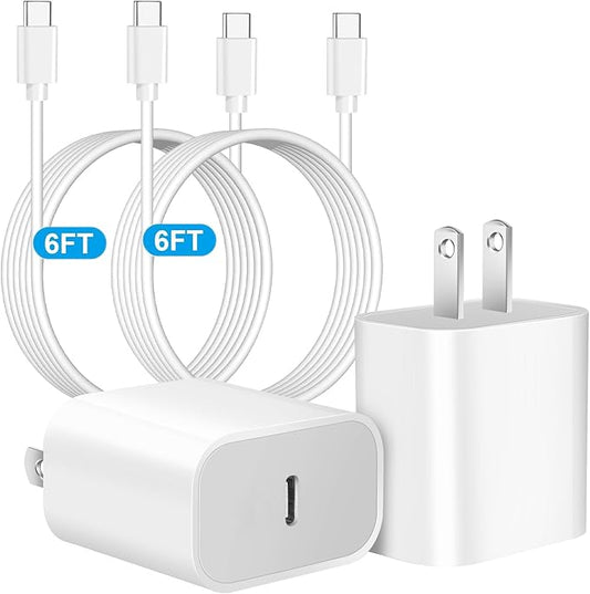 iPhone 17 16 Pro Charger Fast Charging,2Pack 20W Quick USB C Charger Block Type C Chargers Fast Charging,6FT USBC Charging Cable Cord for iPhone 17 Pro/17 ProMax/17 Air/16/16 ProMax/16e/15 Pro/15 Plus