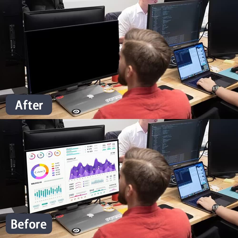 FILMEXT [2023 Upgrade Removable Computer Privacy Screen Filter for 28 inch Frameless Monitor, Anti Spy Blue Light Filter, Anti-Scratch, Easy On/Off Screen Protector for 16:9 Aspect Ratio