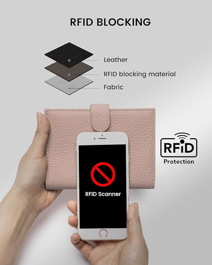 RFID Passport Holder Travel Wallet for Women, Leather Passport Cover Wallet with Card Holders SIM Slots,Zippered Coins Pocket and Cash Slot Slim Compact Travel Wallet (Pink)