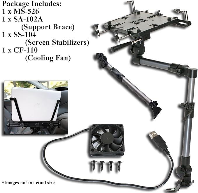 Mobotron MS-526B Heavy Duty Laptop Mount Holder for Cars, Trucks, SUVs, and other Applications with Complete Accessory Package