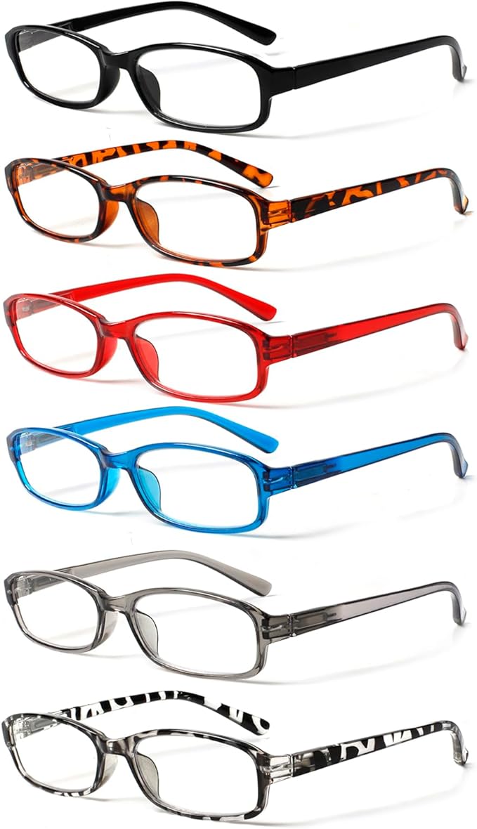 NORPERWIS 6 Pack Ladies Reading Glasses for Women Blue Light Blocking Spring Hinge Fashion Eyeglasses Readers for Women (6 Pack Mix Color-8, 3.00)