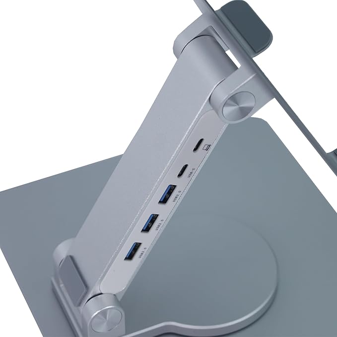 Vanli's Adjustable Laptop Stand With 360 Rotating Base, Foldable Ergonomic Riser for Desk, Swivel Computer Stand for Tablet, Metal Holder Collapsible, Fits 13-17" MacBook