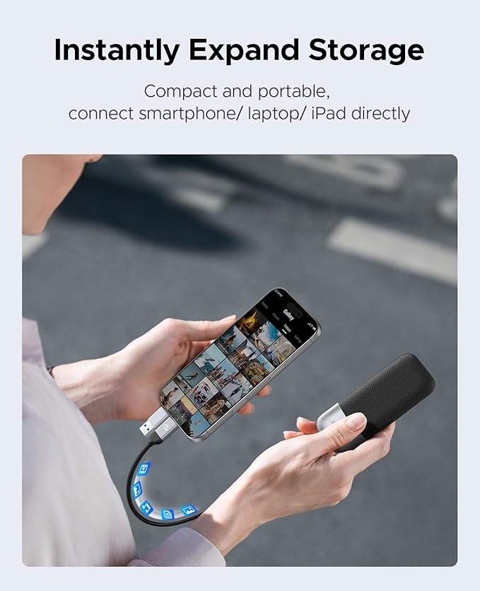 ORICO 1TB Portable SSD, Up to 1050MB/s, Compact with 2 in 1 USB C & A Cable, External Solid State Drives, Reliable Storage for USB C Smartphone, Tablet, PC - M10PRO