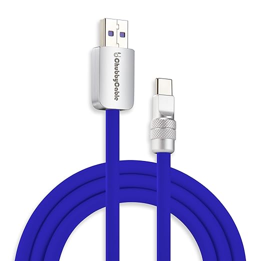 chubbycable Chubby 2.0 Fast Charging Cable Durable Soft Silicone USB C Cable 120W Extra Thick Charger Cord Compatible with iPhone 17-15 Series iPad, Dark Blue, USB-A to Type-C, 16.4 FT