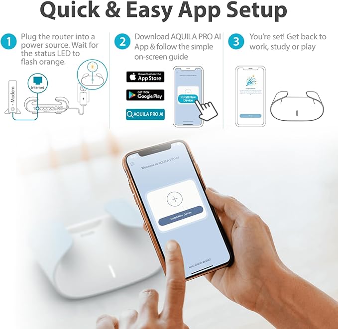 D-Link AX3000 WiFi 6 Mesh System (3-Pk) - Contemporary Design - High-Performance - Feature Rich - AI Enabled - Parental Controls – Covers up to 7000 sq. ft – Router (M30/3)