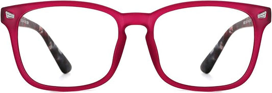 TIJN Blue Light Blocking Glasses for Women Men Clear Frame Square Nerd Eyeglasses Anti Blue Ray Computer Screen Glasses (Matte Burgundy)