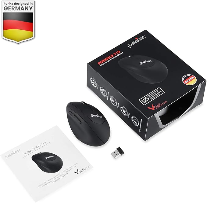 Perixx PERIMICE-719 Right-Handed Wireless Mini Vertical Mouse, 3 Level DPI