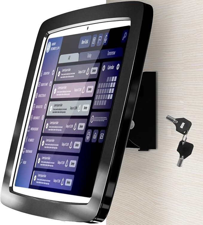 Tablet Wall Mount Lockable Tiltable Anti Theft Security, Compatible with 10.9" iPad 10th, Pro 11" 1 2 3 4, Air 4 5, Air 11", iPad 11"(A16) - BSW102BA