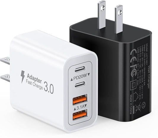40W USB C Charger Block, 2-Pack Fast Charge Cube Powered Multi-Port Wall Plug Power Adapter Type C Brick for iPhone 17/16/16 Pro Max/15/15 Pro Max/14/14 Pro Max/13/12/iPad, Motorola, LG,PS5, Huawei