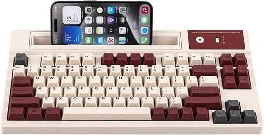 EPOMAKER DynaTab75 Wireless Gaming Keyboard with Slot for iPad Tablet, Hot-swap Gasket Mechanical Keyboard, 2.4G/USB-C/BT5.0 Creamy Keyboard, RGB, Fast Charge (Retro Red, Wisteria Linear)