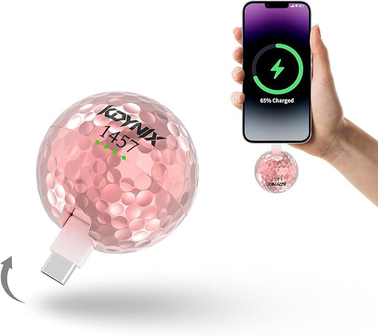 2000mAh Creative Golf Ball Power Bank, Emergency Mini Power Portable Charger USB-C, Compatible with iPhone15,16，17,15 Plus,15 Pro Max, Gift for Golf Lover Men Women (Rose Gold Power Bank)