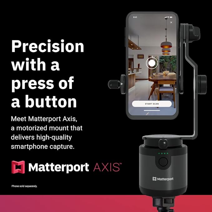 Matterport Axis Gimbal Stabilizer - Motorized Rotating Mount for Professional 3D Virtual Tour 360 Photo Scans with Portable and Foldable Tripod