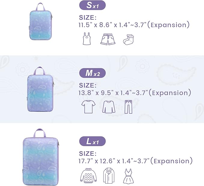 Cambond Compression Packing Cubes for Travel Women - Travel Bags Luggage Organizers Travel Essentials Compression Cubes for Travel Carry on Suitcases Organizer