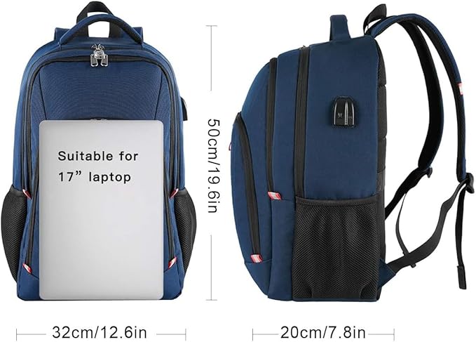 Travel Laptop Backpack, Large Anti-Theft Business Travel Backpack with USB Charging Port, Water Resistant College School Computer Bag for Men/Women for 17 Inch Laptop and Notebook