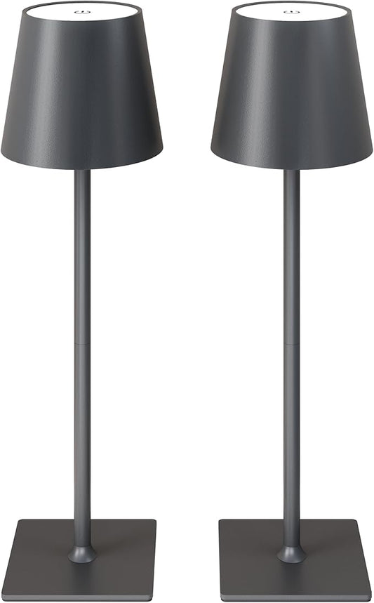 2 Pack Cordless Table Lamps, 3 Colors Stepless Dimming, 5000mAh Rechargeable Battery LED Desk Lamp for Bedroom/Couple Dinner/Desk/Cafe/Dining Room/Terrace