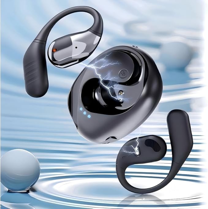 Sports Open Earbuds With Over ear Hooks and Neck Sling,Open Ear-hook headphones Wireless Bluetooth 5.4,HiFi Sound Clear Calling,waterproof,Around the ear headset fit for Workout running exercise Gym