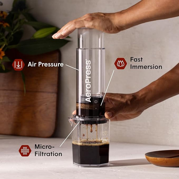 AeroPress Clear XL Coffee Press, All-in-One Large French Press, Pour-Over & Espresso Style Manual Brewer, 2 Min Brew for Less Bitterness, More Flavor, Portable Coffee Maker, Travel & Camping