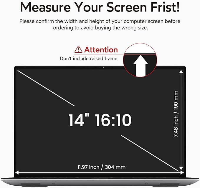 BERSEM 14 Inch Laptop Privacy Screen for 16:10 Ratio Computer Monitor, Removable Anti Glare Blue Light Filter for Laptop Privacy Screen 14 inch, Anti-Spy, Anti-Scratch, UV-Blocking