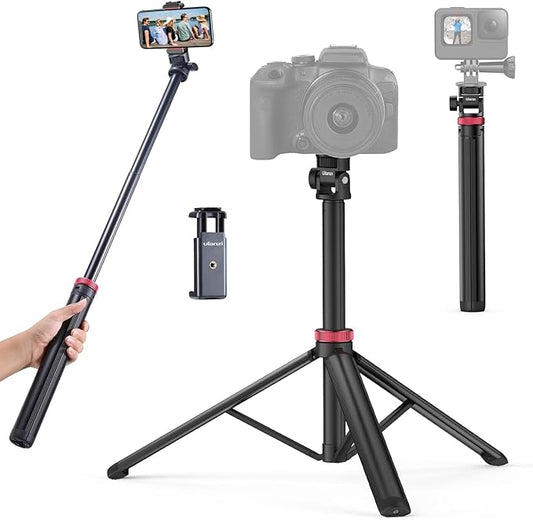 ULANZI MT-79 81" Camera Phone Tripod, Extendable Tripod Aluminum, Portable Adjustable Selfie Travel Stand with 1/4" Screw, 360° Ball Head, for Camera Video Light Smartphone, w ST-07 Phone Mount