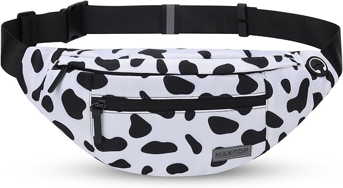 MAXTOP Large Crossbody Fanny Pack with 4-Zipper Pockets,Gifts for Enjoy Sports Festival Workout Traveling Running Casual Hands-Free Wallets Waist Pack Phone Bag Carrying All Phones