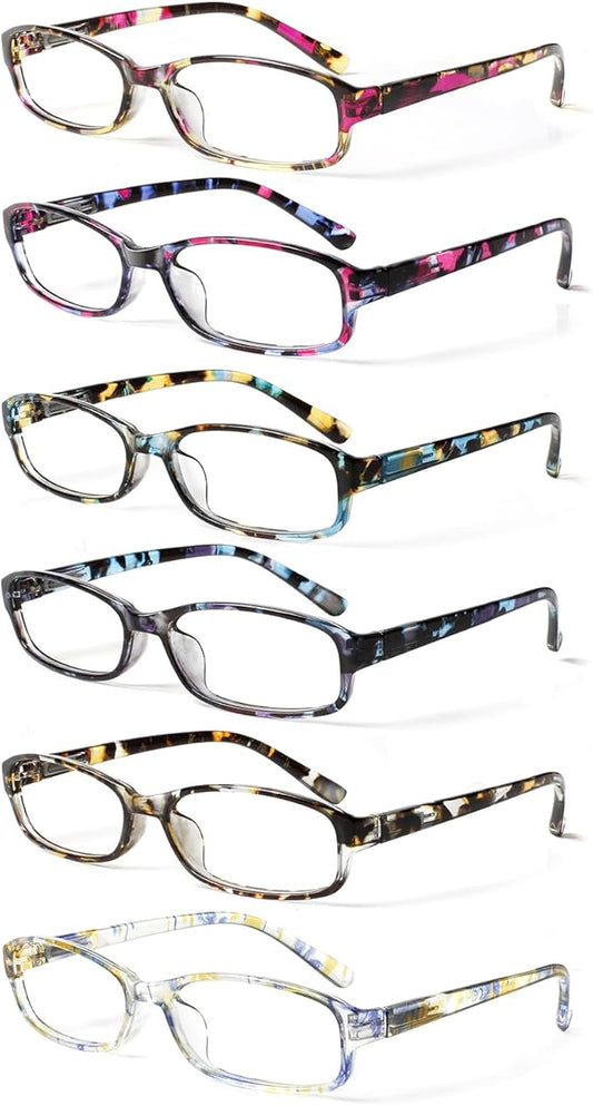 NORPERWIS 6 Pack Ladies Reading Glasses for Women Blue Light Blocking Spring Hinge Fashion Eyeglasses Readers for Women (6 Pack Mix Color-9, 1.50)