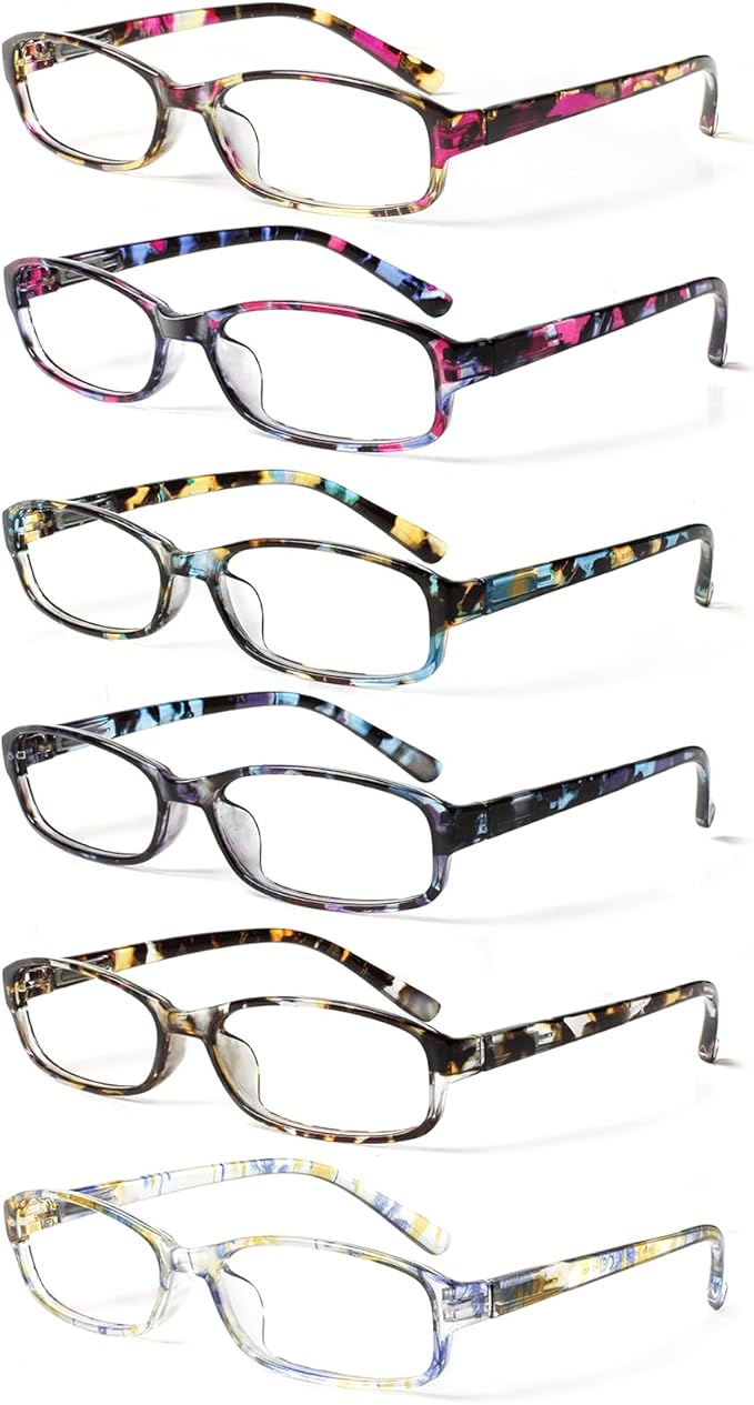 NORPERWIS 6 Pack Ladies Reading Glasses for Women Blue Light Blocking Spring Hinge Fashion Eyeglasses Readers for Women (6 Pack Mix Color-9, 1.25)