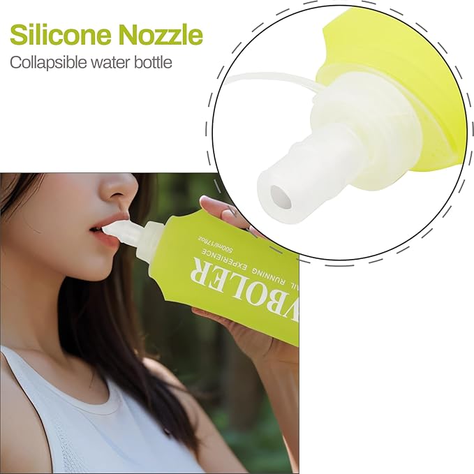 Soft Flask Running Bottles Collapsible Water Bottle Foldable for Traveling Running Vest Collapse Hydration TPU 500ml for Runner (500ml/16.9oz- Pack of 2)