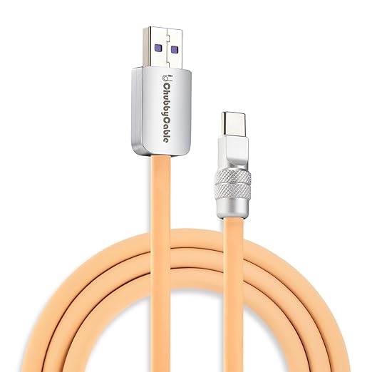 chubbycable Chubby 2.0 Fast Charging Cable Durable Soft Silicone USB C Cable 120W Extra Thick Charger Cord Compatible with iPhone 17-15 Series iPad, Desert, USB-A to Type-C, 19.6 FT